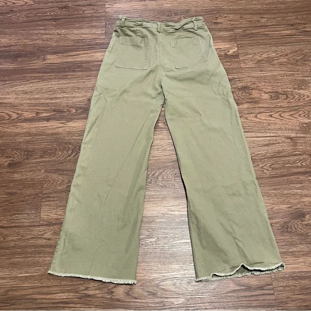 Miss Love Wide Leg High Waist Stretchy Pants Olive Green Size Large - Picture 9 of 10